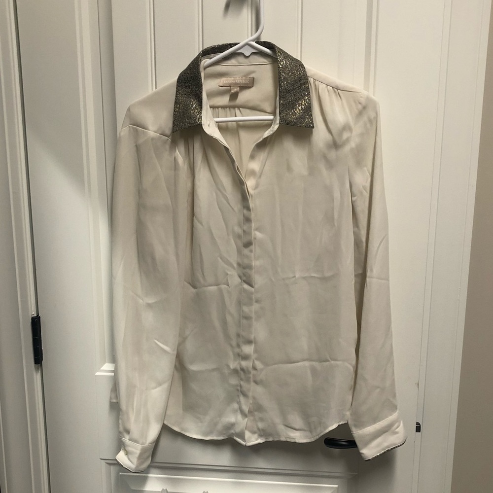 Cream Blouse with Embellished Collar